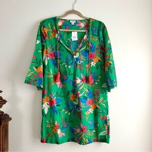 J. Crew Factory • Printed Beach Tunic in Bright Clover Multi